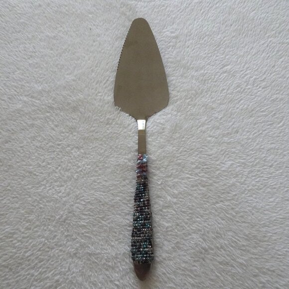 Beaded Handle Salad Serving Utensil Set Cake Pie Server Party Holiday - Picture 4 of 7